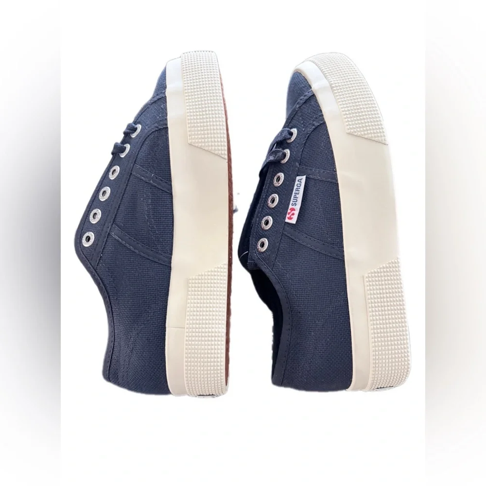 Superga Navy Platform Sneakers - Picture 4 of 7